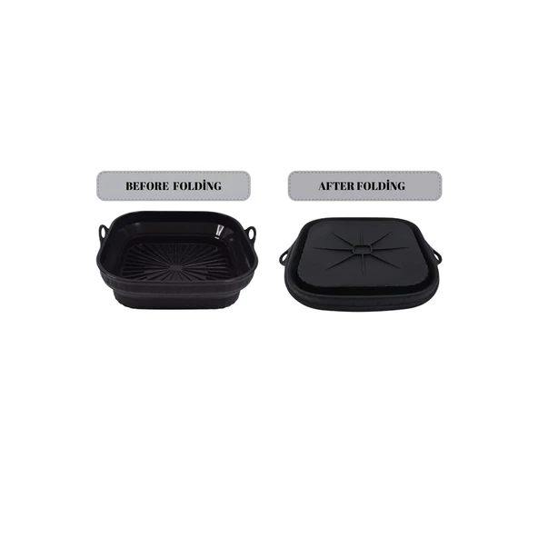 Katlanabilir Silikon Yanmaz - Yıkanabilir Kare Airfryer Kalıbı 21 Cm - 4