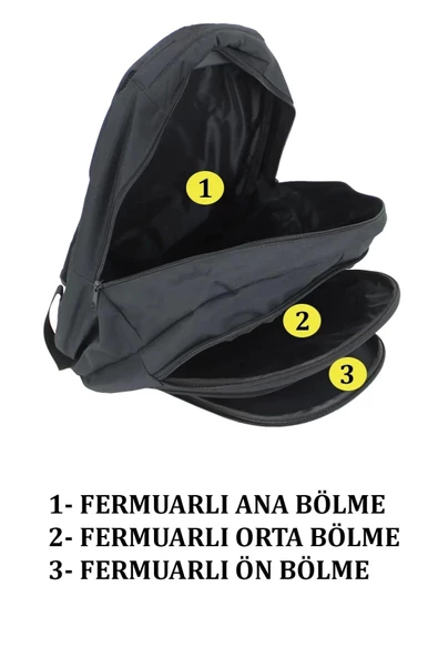 Basic Siyah Okul Sırt Çantası - 5