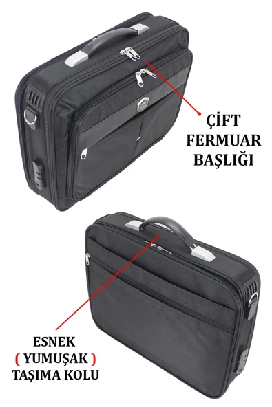 Siyah 17.3 inç Laptop Evrak Çantası - 4