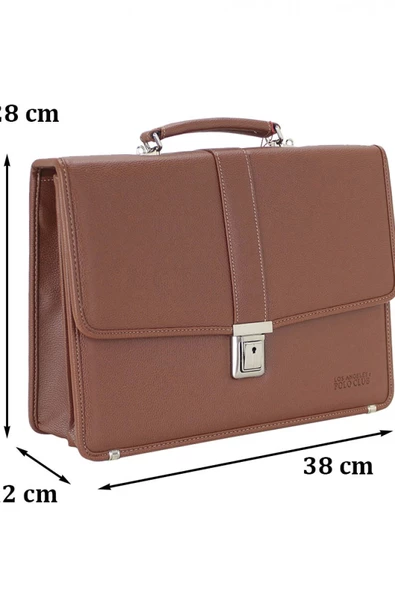 Taba Vintage Klasik Tarz A4 Kağıt Uyumlu Evrak Çantası - 4
