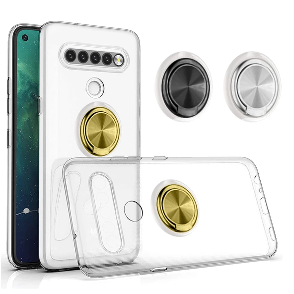 FitCase LG K61 Kılıf Gross Ring Şeffaf Arka Kapak