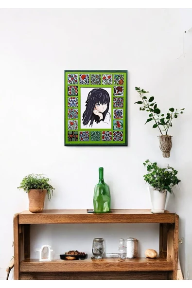sharp&art  Çini Desenli 18 Parça Karo Çerçeveli (35-30 CM) Ahşap Dekoratif Ayna,6 Farklı Renk Seçeneği Ile...