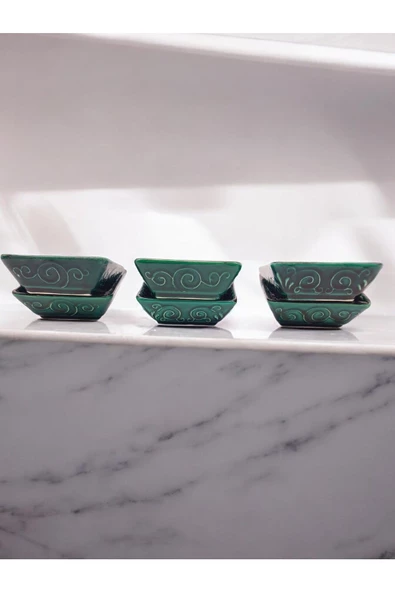 sharp&art  TURKUAZ YEŞİL,KABARTMA DESENLİ 9,5 CM ÇEREZ,SOS,REÇEL KASESİ - 4
