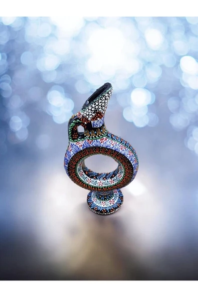 sharpart  Hitit Model %100 El Işlemesi,kabartma Desenli Dekoratif Çini Vazo (20 CM) - Resim 4