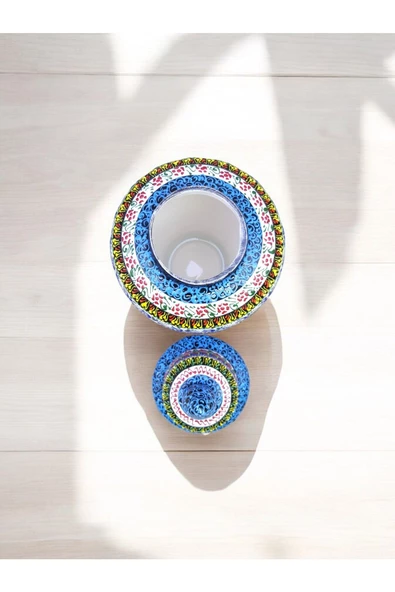 sharpart  Otantik Desenli Orta Boy El Yapımı Ve El Desenli Klasik Çini Vazo (27 CM) - Resim 4