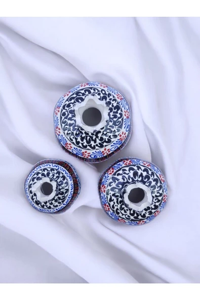 sharpart  Sharp&art Özel Ve %100 Detaylı El Işlemesi 3'lü Çini Nar Takımı...(12-10-8 CM) - 3