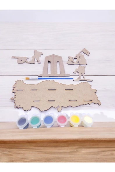 sharp&art  Türk Kahramanları Çanakkale Şehitleri Anma Büyük Boy Ahşap Hobi Boyama Seti,4 Farklı Model Ile - 4