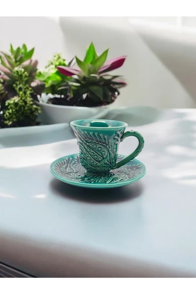 sharpart  Kabartma Desenli Özel Seri 2 Kişilik Kahve Fincan Takımı ürün görseli 1