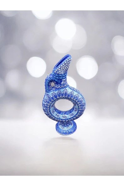 sharpart  Hitit Model %100 El Işlemesi,kabartma Desenli Dekoratif Çini Vazo (20 CM) - Resim 4