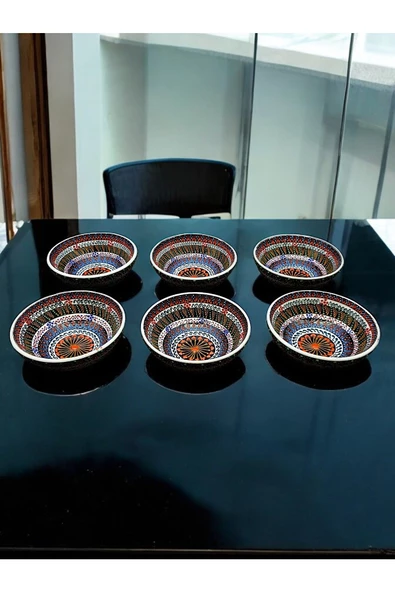 sharpart 6 Parça Seramik El Işlemesi Otantik Desen Serisi Lüks Kase Seti - 3