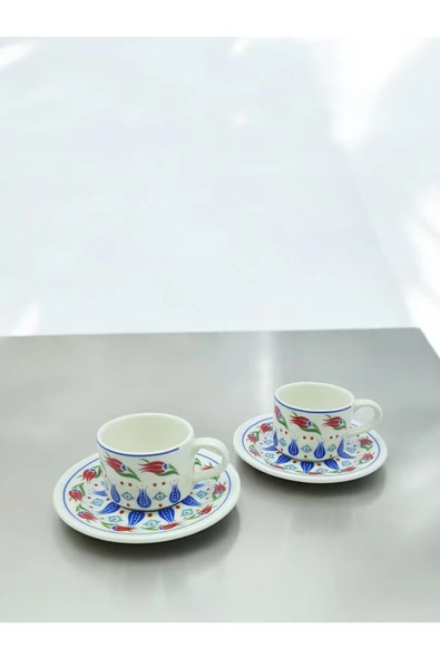 sharp&art  2 Kişilik Lale Devri Porselen Kahve Fincan Takımı... - 7