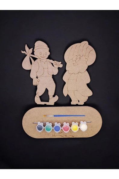 sharp&art  Türk Kahramanlar Nasreddin Hoca Ve Keloğlan Büyük Boy Ahşap Hobi Boyama Seti,4 Farklı Model Ile - 2