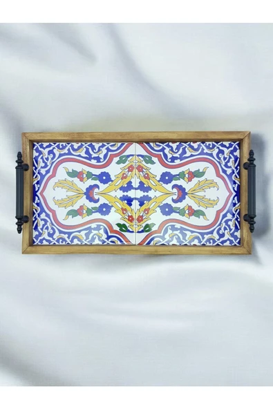 sharp&art  Seramik Karo'lu 1.Kalite Büyük Boy Ahşap Sunum Tepsisi,2 Farklı Model Seçeneğiyle...(43cm-23 cm) - 3