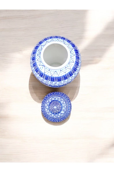 sharpart  Otantik Desenli Orta Boy El Yapımı Ve El Desenli Klasik Çini Vazo (27 CM) - Resim 3