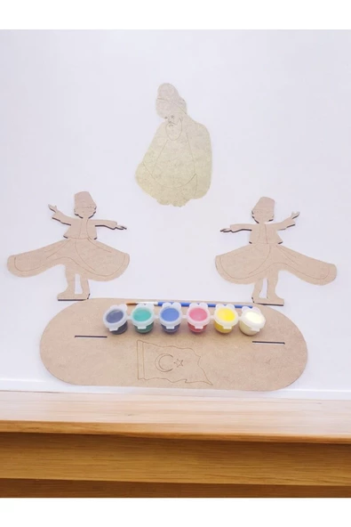 sharp&art  Türk Kahramanları Mevlana Ve Semazenler Büyük Boy Ahşap Hobi Boyama Seti,4 Farklı Model Mağazamızda - 5