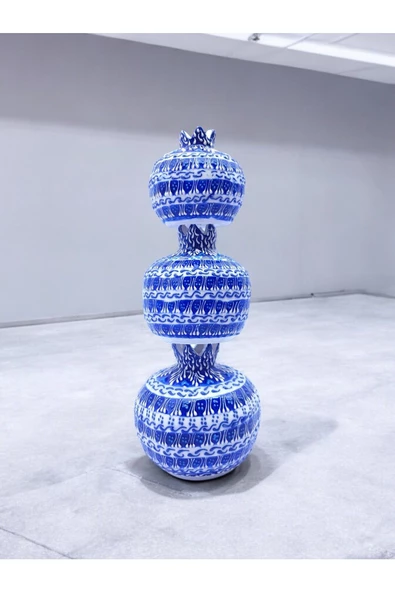 sharpart  Sharp&art Özel Ve %100 Detaylı El Işlemesi 3'lü Çini Nar Takımı...(12-10-8 CM) - Resim 6