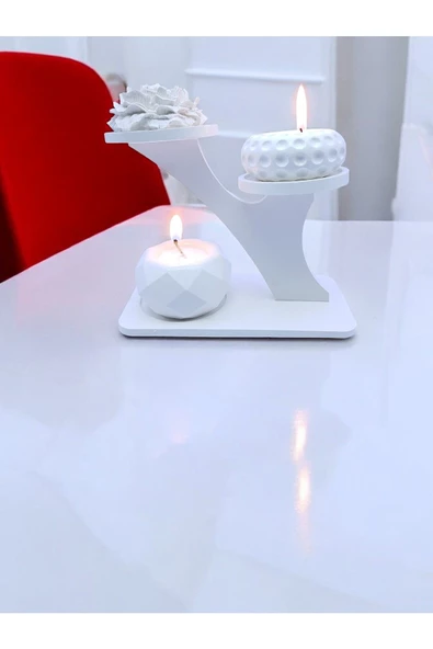 sharp&art  Dekoratif Özel Tasarım Beyaz Stand,saksı Ve Mumluklar (2 FARKLI MODEL SEÇENEĞİYLE...) - 7