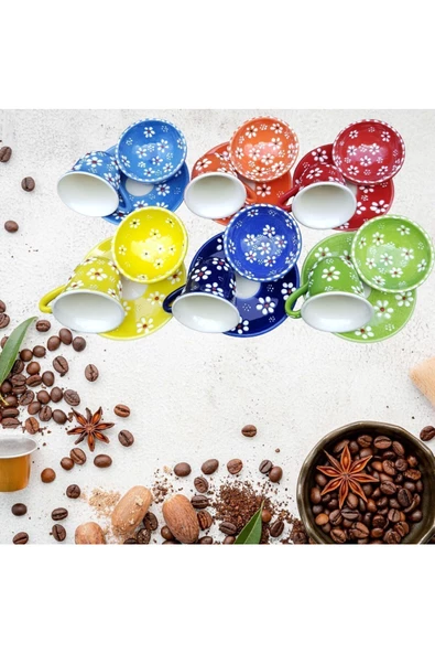 sharp&art  Papatya Desenli Lokum Kaseli Kahve Fincan Setini Kendin Yap, 6 Farklı Renk Seçeneği Ile... - 3