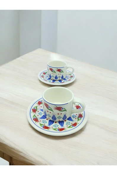 sharp&art  2 Kişilik Lale Devri Porselen Kahve Fincan Takımı... - 6