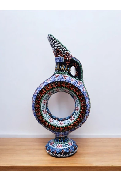 sharpart  Hitit Model %100 El Işlemesi,kabartma Desenli Dekoratif Çini Vazo (20 CM) - Resim 5