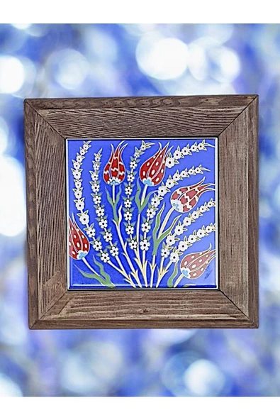 sharp&art  Ahşap Çerçeveli Çini Desenli 15*15 Cm Karo Duvar Süsü,3 Lü Ve Tekli Seçenekler Ile...