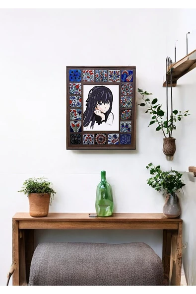 sharp&art  Çini Desenli 18 Parça Karo Çerçeveli (35-30 CM) Ahşap Dekoratif Ayna,6 Farklı Renk Seçeneği Ile...