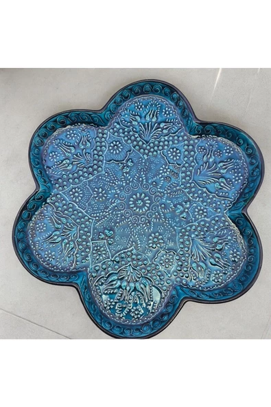 sharpart  Sharp&art Seramik Kabartma Desenli 7 Parça Kahvaltılık Ve Çerezlik Sunum Seti - 5