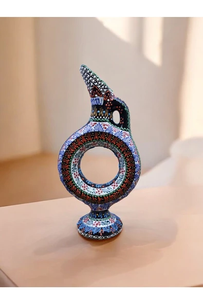 sharpart  Hitit Model %100 El Işlemesi,kabartma Desenli Dekoratif Çini Vazo (20 CM) - Resim 7