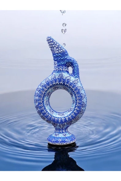 sharpart  Hitit Model %100 El Işlemesi,kabartma Desenli Dekoratif Çini Vazo (20 CM) - Resim 5