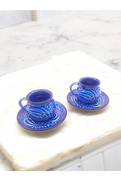 sharpart  Kabartma Desenli Özel Seri 2 Kişilik Kahve Fincan Takımı - 5