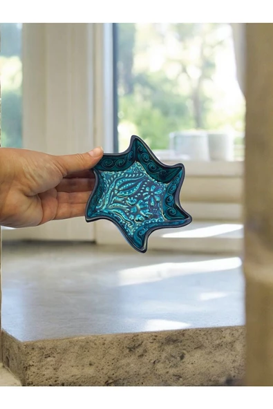 sharpart  Otantik Desenli Kabartmalı Seramik 8 Parça Kahvaltılık Ve Çerezlik Sunum Seti - 3