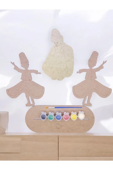 sharp&art  Türk Kahramanları Mevlana Ve Semazenler Büyük Boy Ahşap Hobi Boyama Seti,4 Farklı Model Mağazamızda - 3