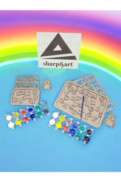 sharp&art  Ahşap Puzzle Alfabe ve Rakamlar Boyama Seti Çocuklar Boyayarak Öğrensinler Diye... - 5