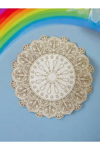 sharp&art 12 Farklı Model 20 Cm Ahşap Mandala,okul Aktivite,sanatsal Eğitim Hobi Seti (6LI BOYA VE FIRÇA SETİ)