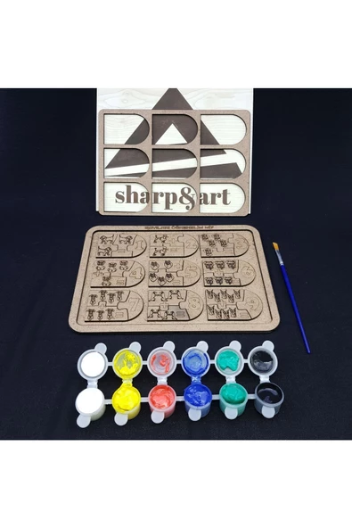 sharpart  sharp&art Ahşap Toplama ve Çıkarma Boyayarak Öğrenme Aktivite Etkinlik Sanat Seti - 2