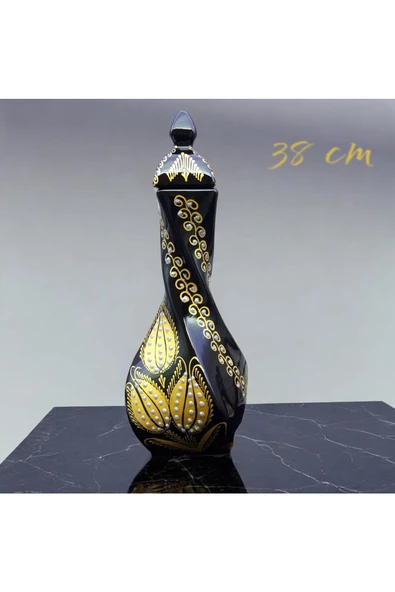 sharpart  Sharp&art Seramik Altın Yaldızlı Gece Serisi 3'lü Lüks Vazo Seti - 7