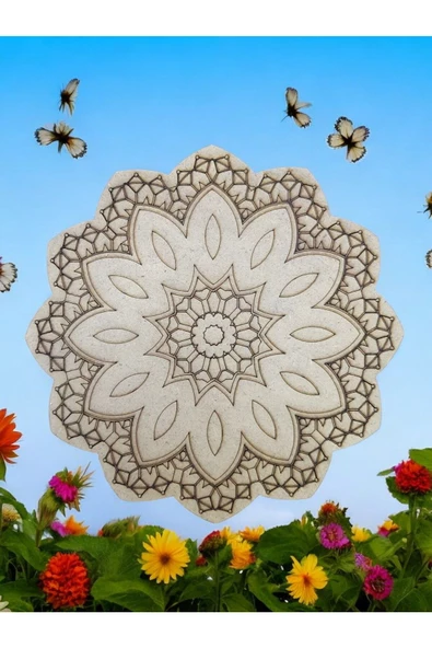 sharp&art  12 Farklı Model 20 Cm Ahşap Mandala,okul Aktivite,sanatsal Eğitim Hobi Seti (6LI BOYA VE FIRÇA SETİ)