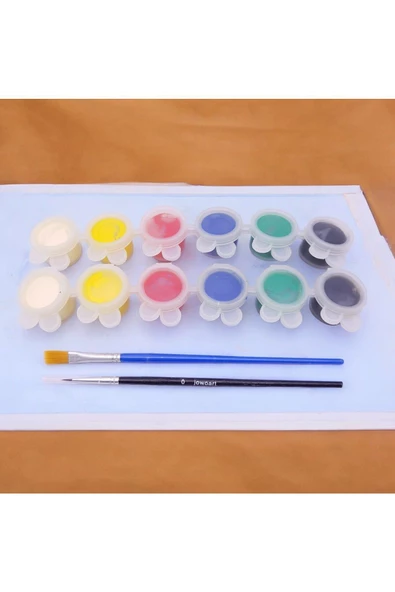 sharp&art  2 Farklı Ebat da Boya Fırçası ve 2 Adet 6 lı Akrilik Boya Seti - 4