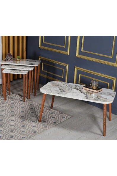 Gold Falez Zigon Sehpa Kr Ve Orta Sehpa Kr Torna Set Efes - Resim 2