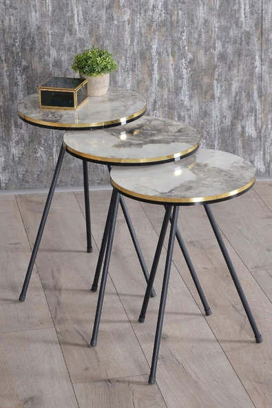 Gold Falez Orta Sehpa Kr Siyah Tel Ayak Çift Altın Bendir - 3