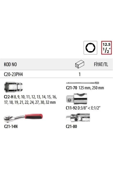 CETA FORM C20-23PH4 23 PARÇA 1/2" 6 PARÇA LOKMA TAK. - 3