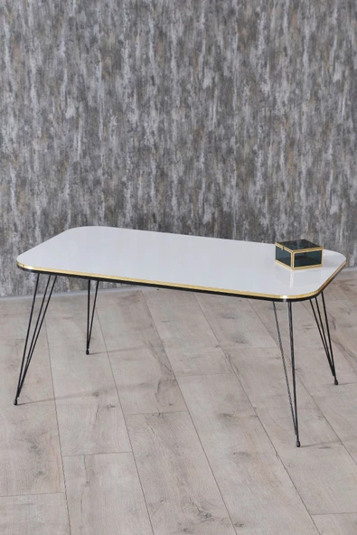 Gold Falez Orta Sehpa Kr Siyah Tel Ayak Çift Altın Beyaz