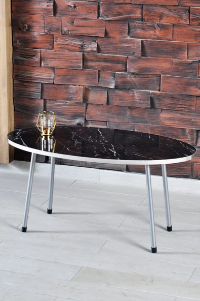 FALEZ MOBİLYA AKSESUAR Elips Gümüş Metal Ayak Gümüş Bendir Set Zigon Sehpa - Resim 2