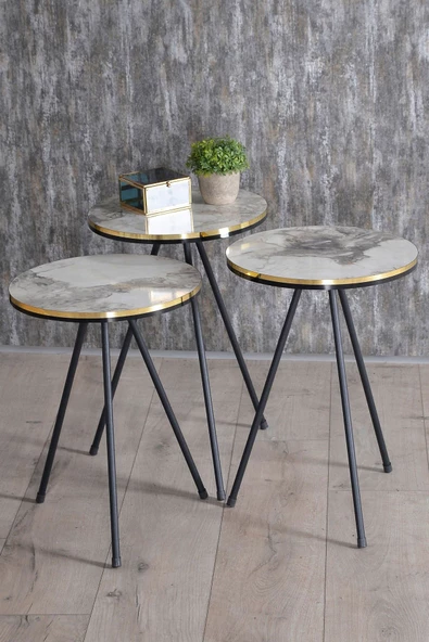 Gold Falez Orta Sehpa Kr Siyah Tel Ayak Çift Altın Efes - Resim 3