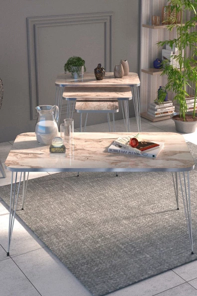 Gold Falez Zigon Sehpa Kr Ve Orta Sehpa Kr Set Gümüş Efes Tel ürün görseli 1