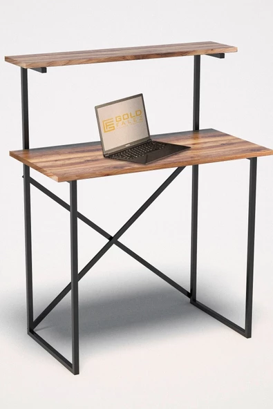 Gold Falez Çalışma Masası Raf Kitaplık Çok Amaçlı Ofis Masa Ceviz - 3