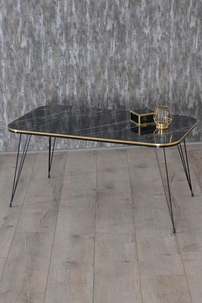 Gold Falez Orta Sehpa Kr Siyah Tel Ayak Çift Altın Bendir