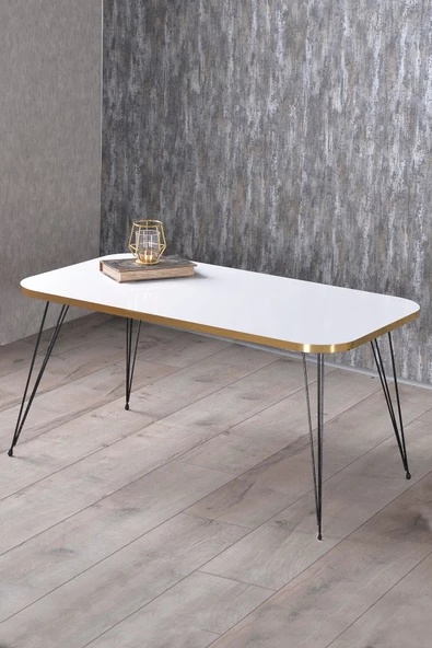 Gold Falez Orta Sehpa Kr Siyah Tel Ayak Altın Beyaz