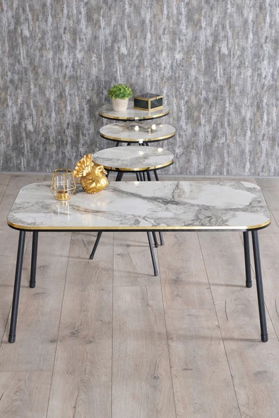 Gold Falez Orta Sehpa Kr Siyah Tel Ayak Çift Altın Bendir - 4