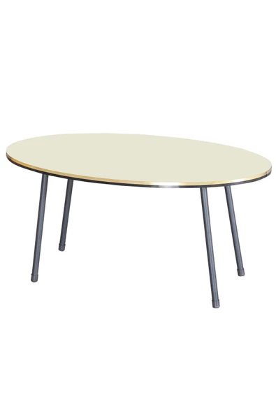 Gold Falez Zigon Sehpa Ve Orta Sehpa Elips Set Siyah Metal Ayak Çift Altın Krem - Resim 7